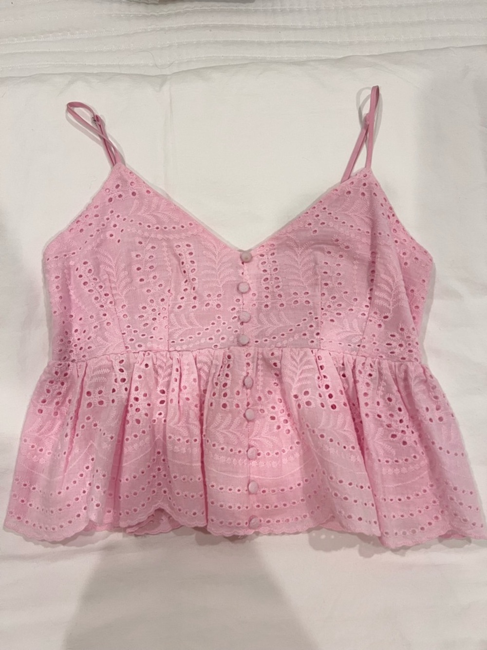 Altar'd State Pink Eyelet Peplum Camisole